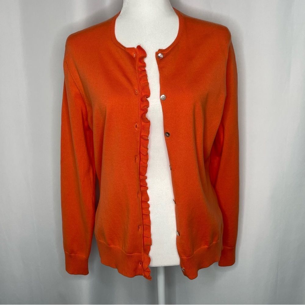 Lands End Cardigan with Ruffle Detail size Medium